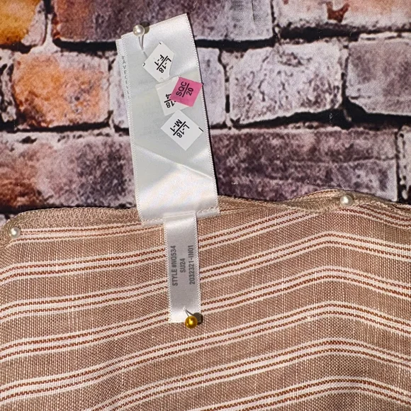 Madewell Refined Linen Top with Open back in rust and white stripe Size 12 - Picture 14 of 15